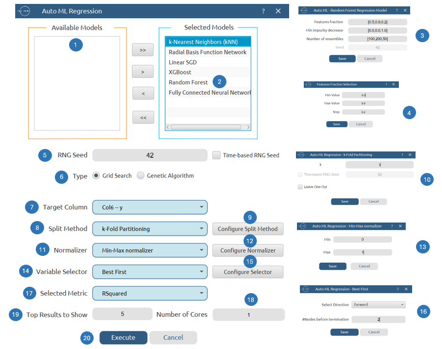 Auto ML regression configuration